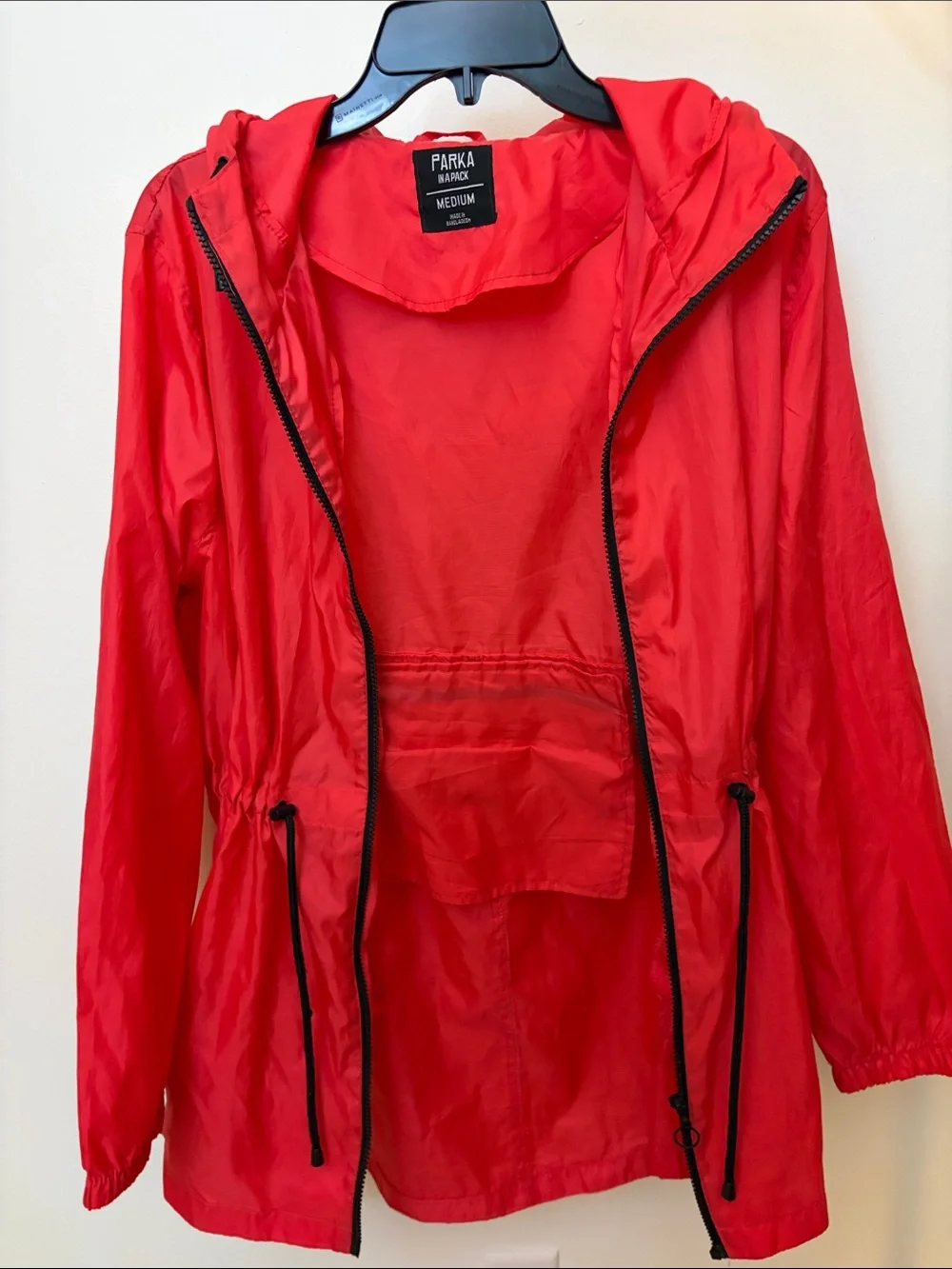Parka & Main Red Hooded Lightweight Trench Coat - Medium